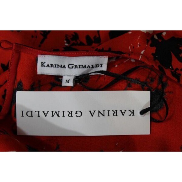 KARINA GRIMALDI Sz M Medium Red Abstract Floral Tamara Print Dress worn once - Picture 3 of 9